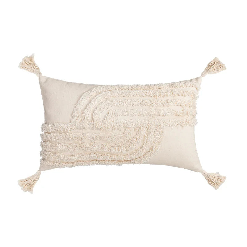 DecorBites™ Geometric Tufted Fringed Cushion Cover for Stylish Home Decor