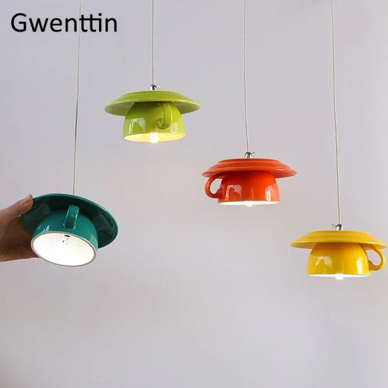 DecorBites™ Ceramic Cup Pendant Lights Ceiling Chandeliers Modern Hanging Lamp