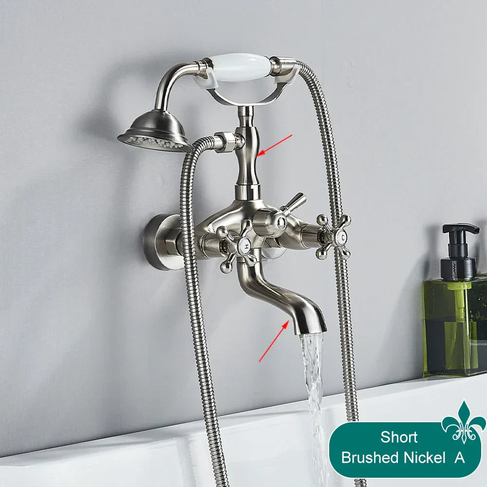 DecorBites™ Antique Brass Telephone Shape Wall Mounted Bathtub Faucet