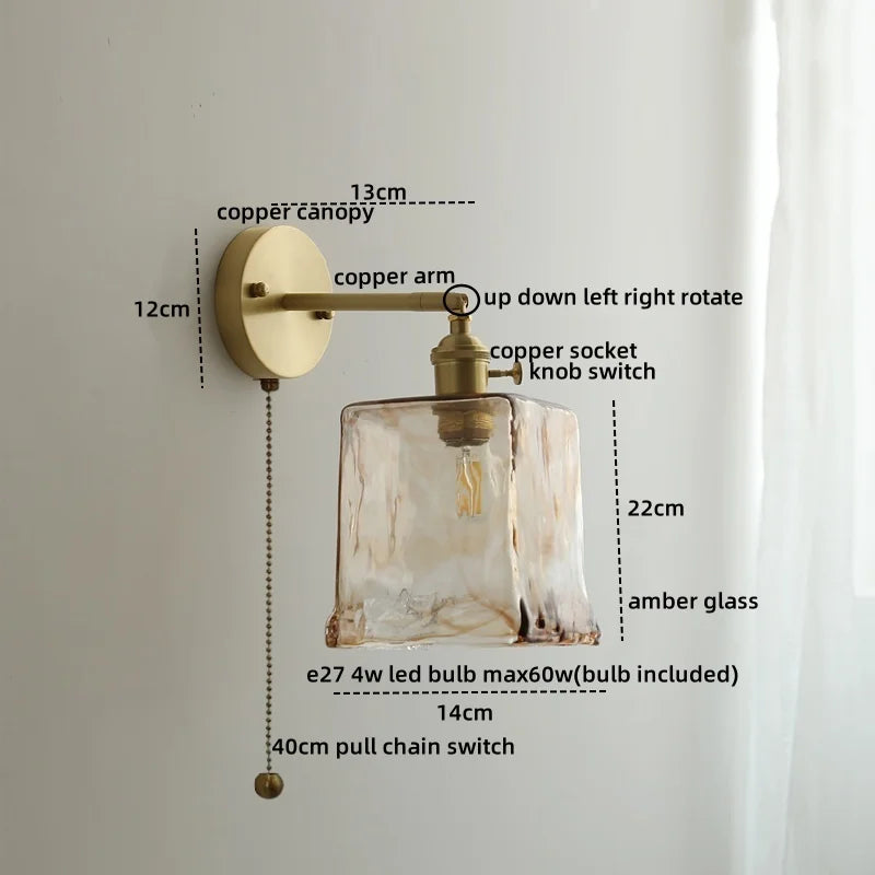 DecorBites™ Ceramic Copper LED Wall Light with Pull Chain Switch for Modern Nordic Home Decor