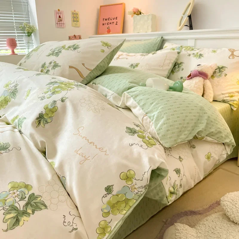 DecorBites™ Cartoon Printed Cotton Quilt Cover Set - Soft, Breathable, Colorfast Bedding