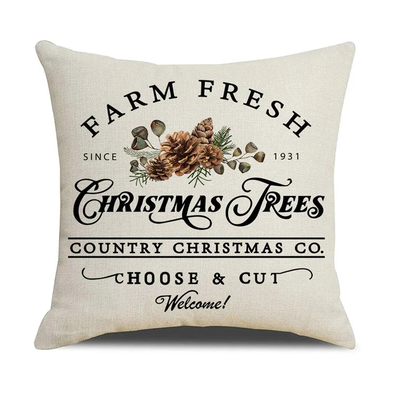 DecorBites™ Cartoon Birds Christmas Pillowcase 45X45cm - Linen Sofa Cushion Cover