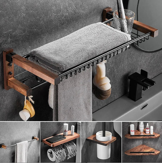 DecorBites™ Bathroom Hardware Set: Pendant Towel Bar, Towel Ring, Paper Holder, Shelf