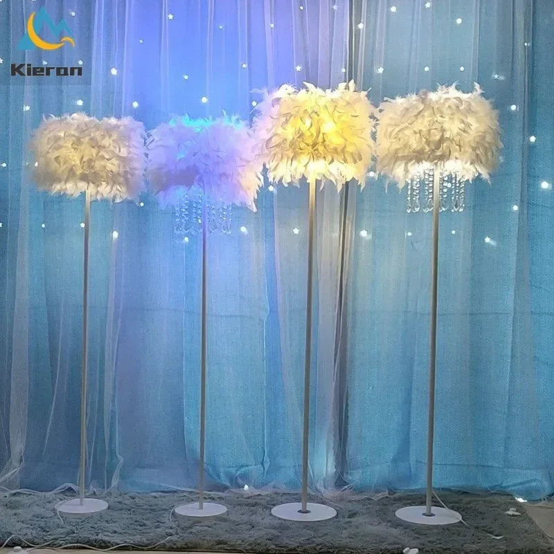 DecorBites™ Crystal LED Feather Floor Lamp for Modern Nordic Living Room Decor