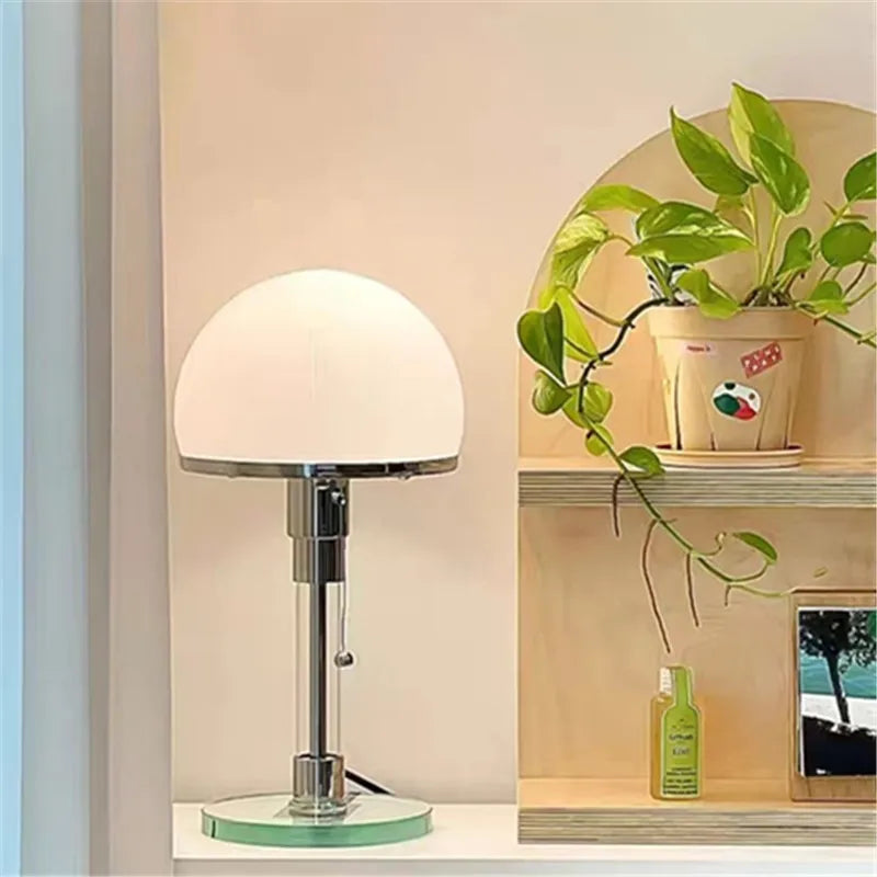 DecorBites™ Bauhaus Milk White Glass Table Lamp Chrome Nordic Retro Light