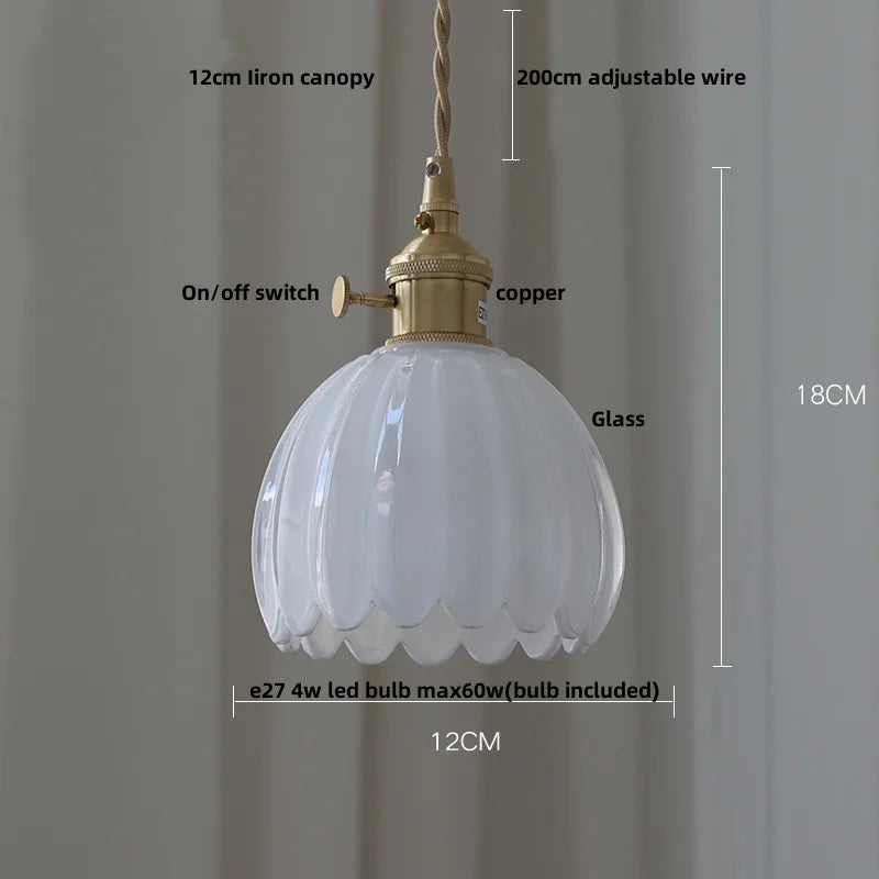 DecorBites™ Clear Glass LED Pendant Light Fixture Modern Copper Knob Switch Hang Lamp