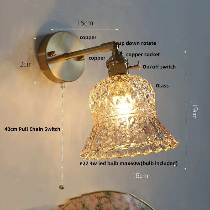 DecorBites™ Amber Flower Glass LED Wall Light Fixture for Kitchen Restaurant Bar