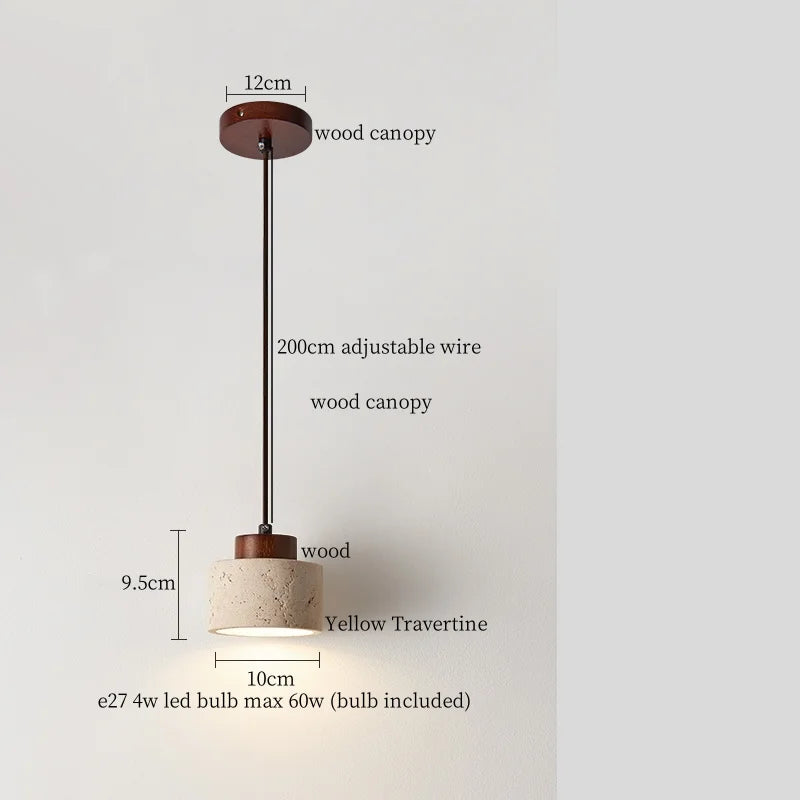 DecorBites™ Creative Stone LED Pendant Light Yellow Travertine Nordic Minimalism Hanging Lamp