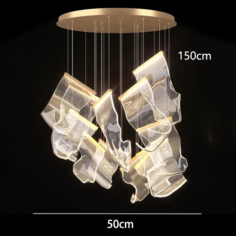 DecorBites™ Crystal Chandelier Stair Pendant Living Room Lighting Modern Interior Pendant Lights