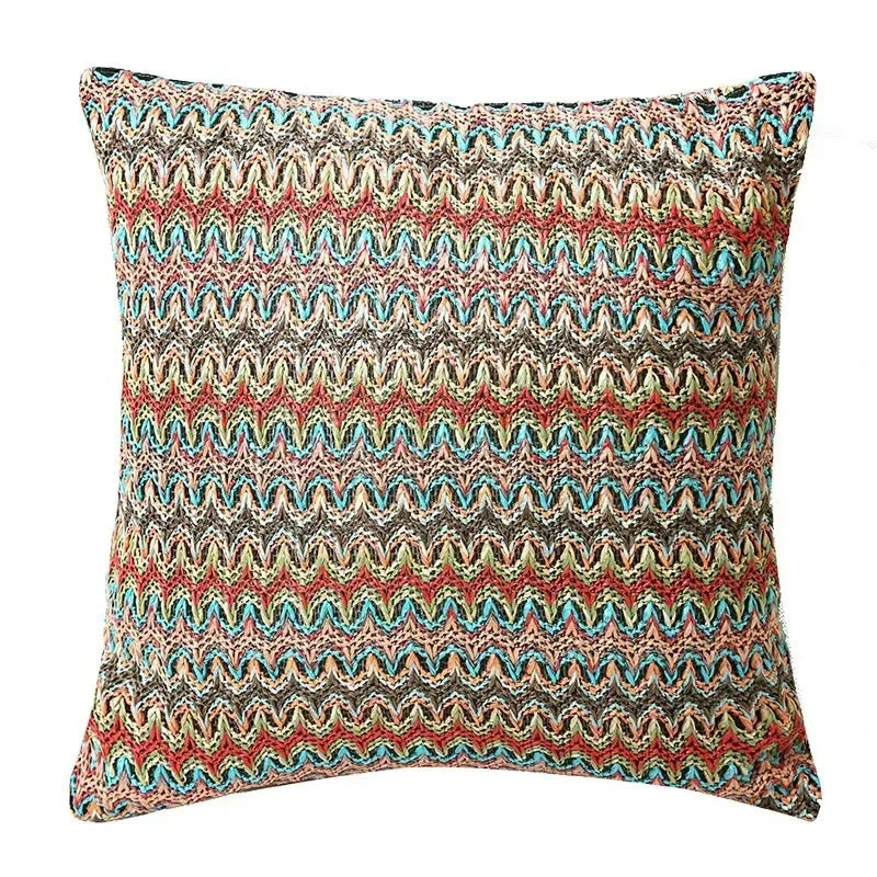 DecorBites™ Geometric Waves Tufted Pillow Covers with Embroidered Tassels