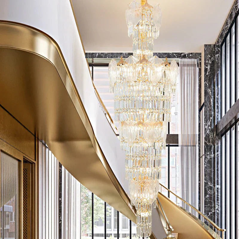 DecorBites™ Crystal European Long Chandelier for Elegant Living Room Décor