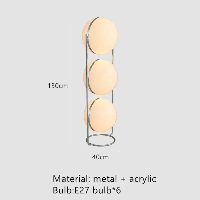 DecorBites™ LED Floor Lamp Chrome Metal Living Room Floor Light White Acrylic Ball