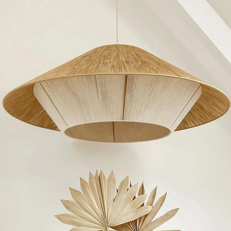 DecorBites™ Hemp Rope Rattan Weave Chandelier LED Pendant Lights for Home Decor & Dining