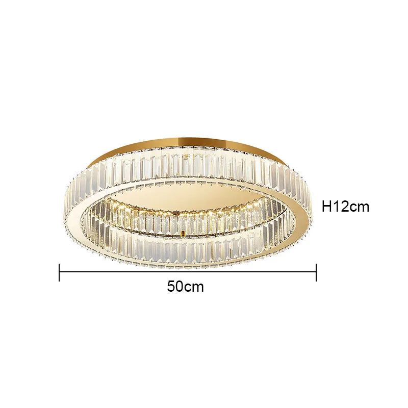 DecorBites™ Crystal Circle Ceiling Chandelier: Modern LED Indoor Lighting for Living Room, Bedroom & Study