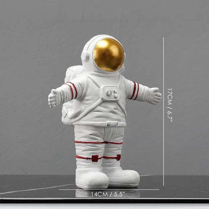 DecorBites™ Astronaut Figurines: Modern Spaceman with Moon Sculpture, Perfect Gift for Man & Boyfriend