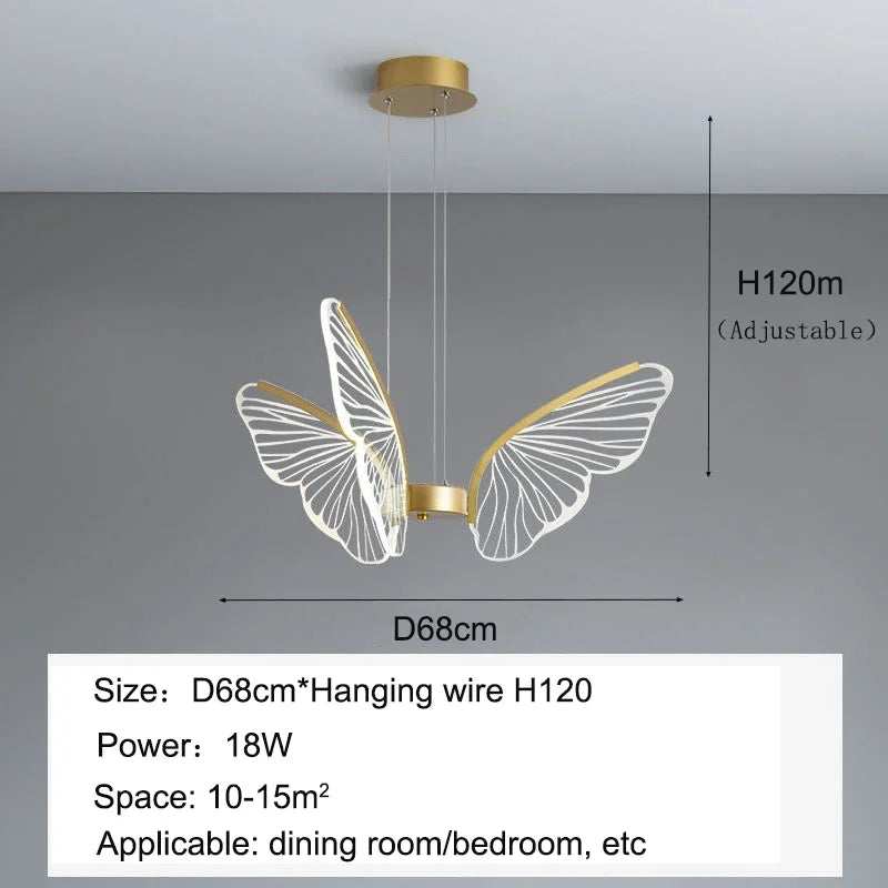 DecorBites™ LED Butterfly Ceiling Chandelier - Luxury Pendant Light for Bedroom, Living & Dining Room
