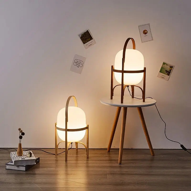 DecorBites™ Glass & Wood/Metal Table Lamp - Japanese Style Room Light