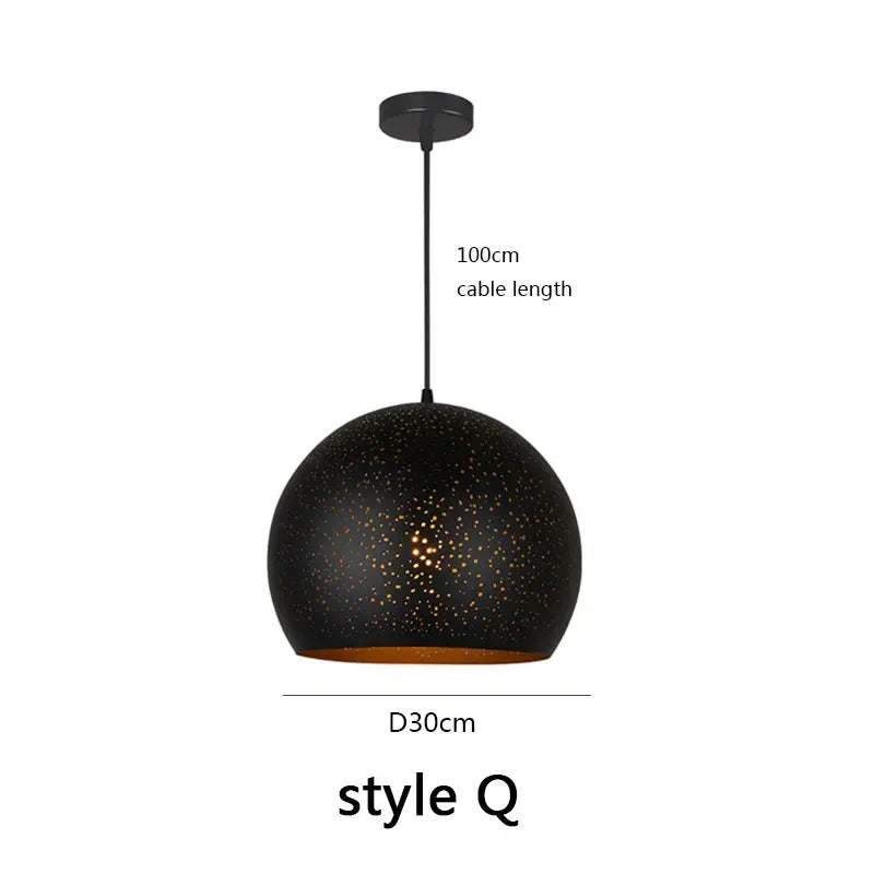 DecorBites™ Black Nordic Industrial Pendant Light Chandelier Retro Decor E27 Dining Kitchen Lamp