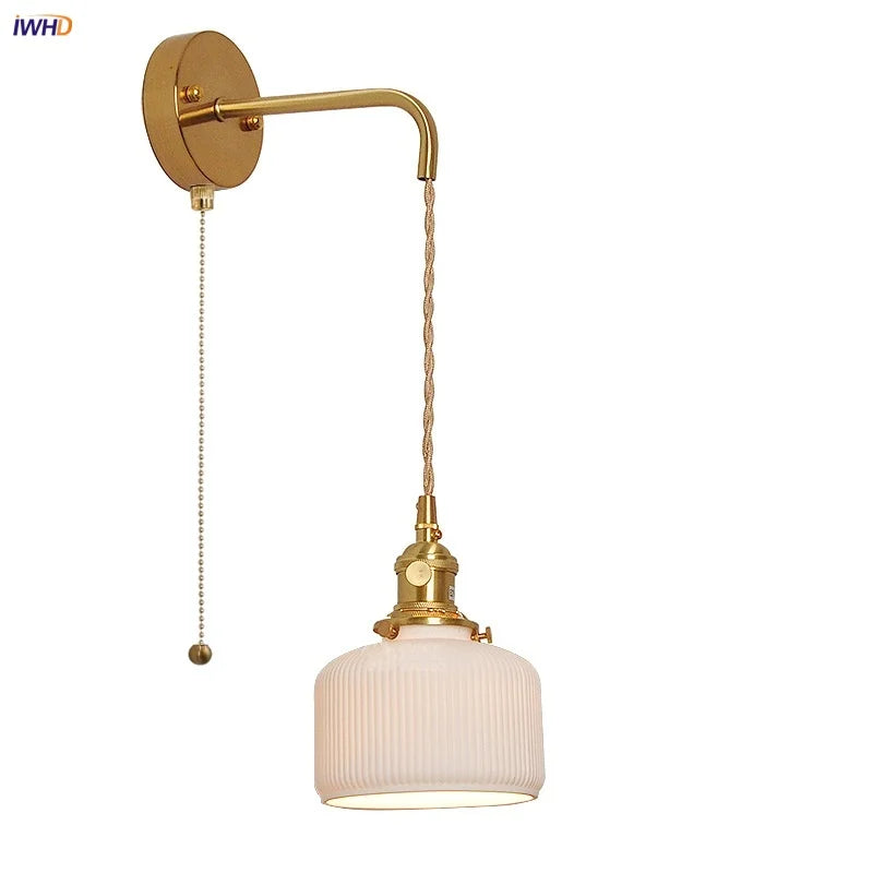 DecorBites™ Ceramic Copper Wall Light Fixture with Pull Chain Switch, E27 LED, Modern Nordic Design