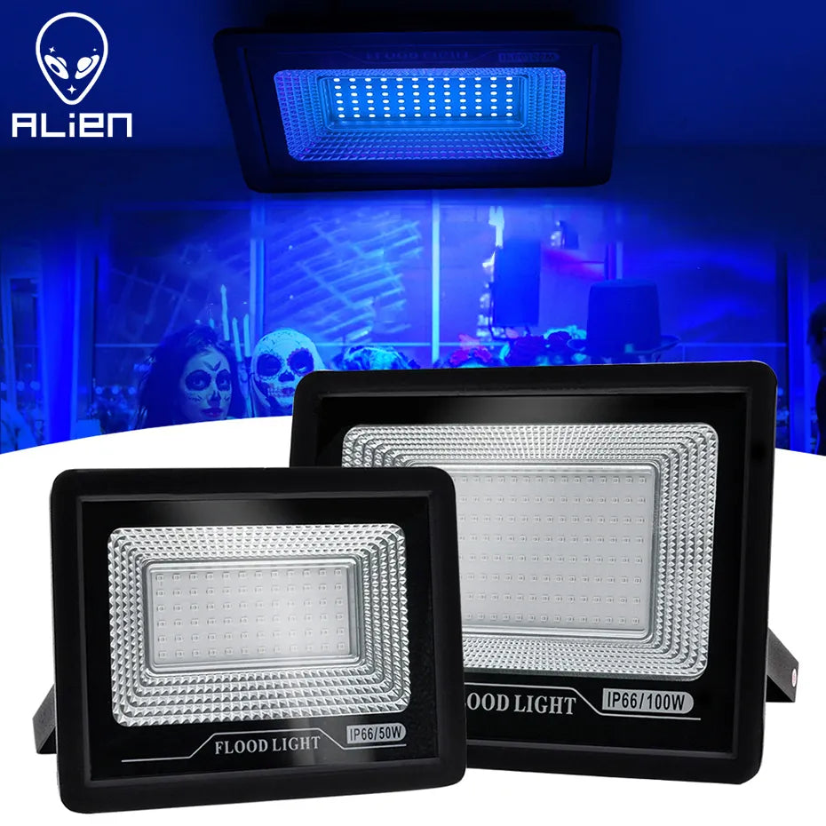 DecorBites™ 100W LED UV Black Light Flood Lamp for Party, Halloween, Xmas - 392nm