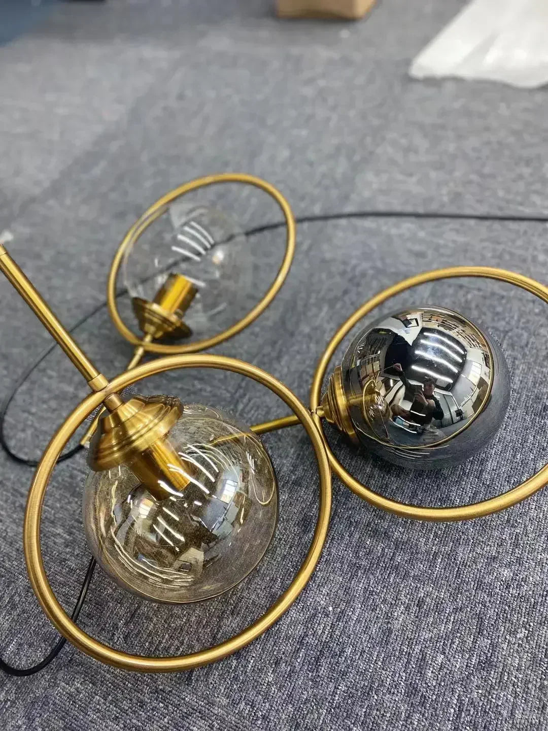 DecorBites™ Golden Ring Glass Ball Pendant Light for Kitchen Dining Room & Bedside