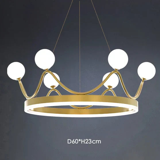 DecorBites™ Crown LED Chandelier: Elegant Ring Lustre for Kids' Room Ceiling Lighting