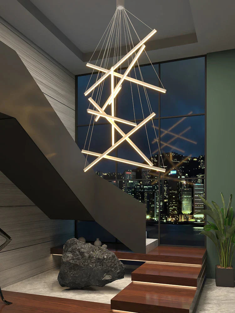 DecorBites™ LED Chandelier for Modern Duplex Interior, Loft Decor, Living & Dining Room Lighting