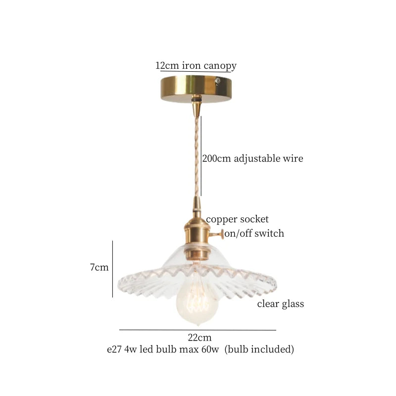 DecorBites™ Brass Glass LED Pendant Lamp for Cafe Bar Restaurant Bedroom Loft