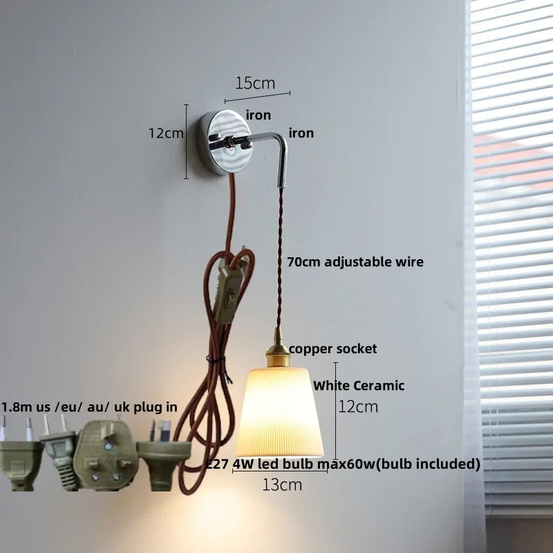 DecorBites™ Ceramic LED Wall Light with Pull Chain Switch - Nordic Design