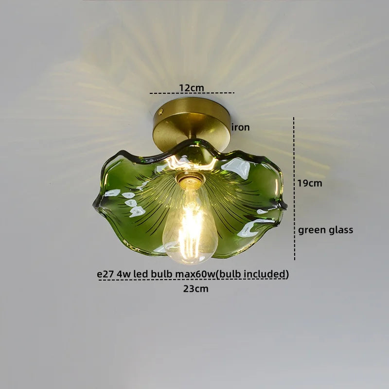 DecorBites™ Amber Glass LED Ceiling Lights Modern Home Lighting Copper Socket