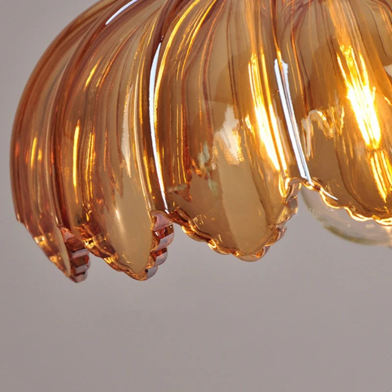 DecorBites™ Amber Glass LED Pendant Lamp 200cm Wire Adjustable Nordic Modern Simple Hanging Lights