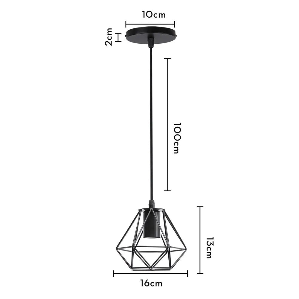 DecorBites™ Industrial Iron Cage Pyramid Pendant Lamp for Kitchen Bedroom Living Room
