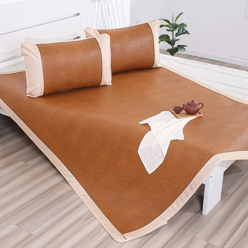 DecorBites™ Cooling Rattan Mat & Pillowcase Set - Dual-Sided Thicker Bed Pad for Summer