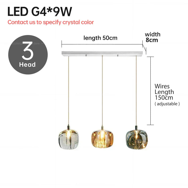 DecorBites™ LED Stair Chandelier: Luxury Amber/Crystal Indoor Lighting Fixture