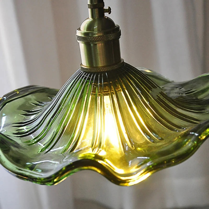 DecorBites™ Green Flower Glass Pendant Light for Kitchen Bar Restaurant, Modern Wire Adjustable Hanging Lamp