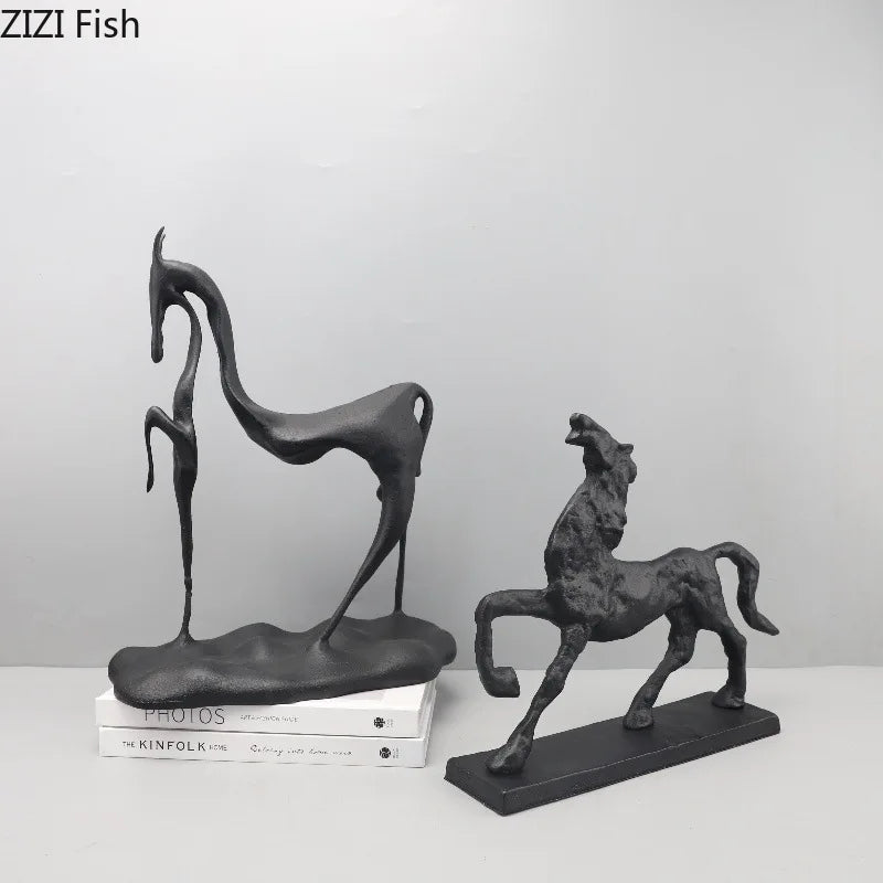 DecorBites™ Cast Iron Horse Sculpture Modern Desk Decor Minimalist Room Artistic Craft Figurine