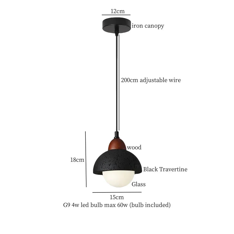 DecorBites™ Black Stone LED Hanging Pendant Light for Modern Home Decor