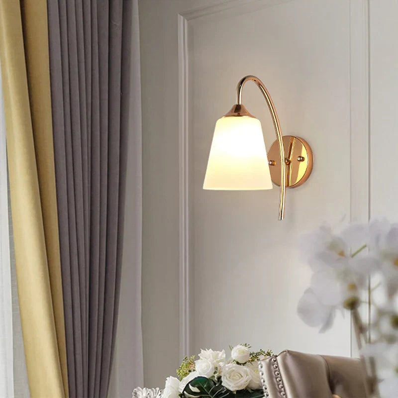 DecorBites™ Gold Glass Wall Lamp Bedroom Sconce for Hotel Living Room Aisle Staircase
