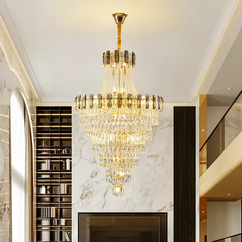 DecorBites™ Crystal Chandelier: Stylish High Spiral Staircase Pendant Lighting