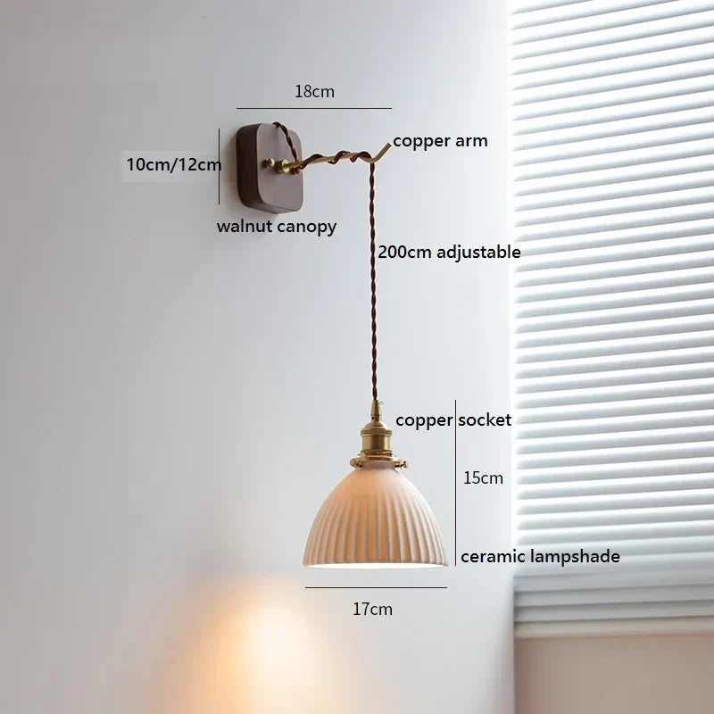 DecorBites™ Ceramic LED Wall Light: Japanese Style Fixture, Home Decor for Bedroom & Living Room