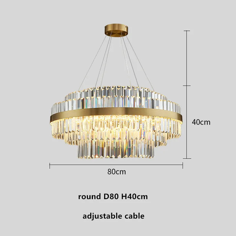 DecorBites™ Gold Metal Crystal Pendant Light - Dimmable LED Hanging Lamp