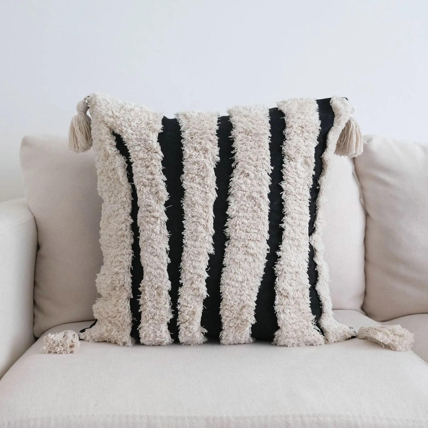 DecorBites™ Boho Beige White Embroidered Pillow Cases Set