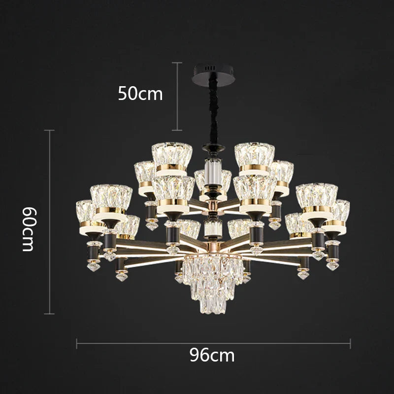 DecorBites™ Crystal Chandelier Pendant Light for Living and Dining Room Luxury Home Decor