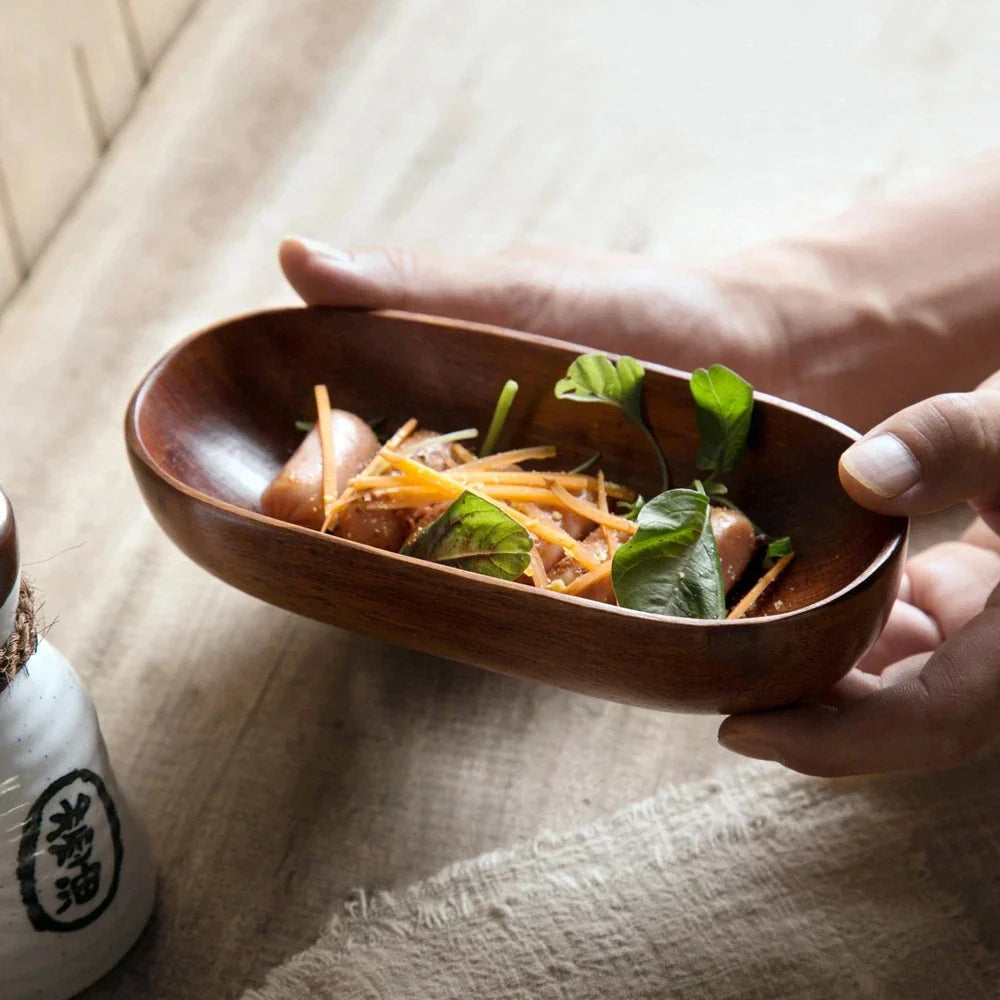 DecorBites™ Japanese Style Solid Wood Dried Fruit Dish - Exquisite Tableware