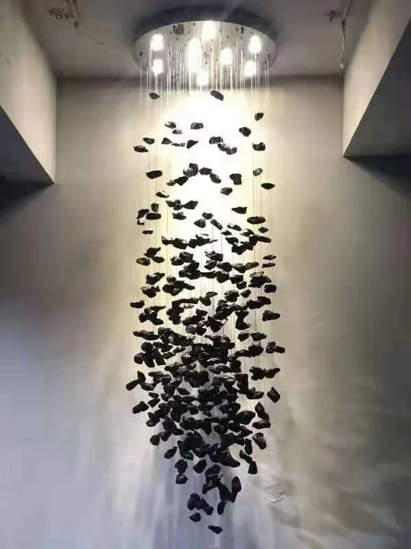 DecorBites™ Crystal Chandelier: Modern Staircase LED Lighting for Hallway & Lobby