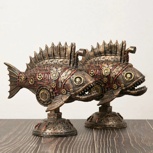 DecorBites™ Blackfish Resin Steampunk Whale Figurine Classic Home Office Decor