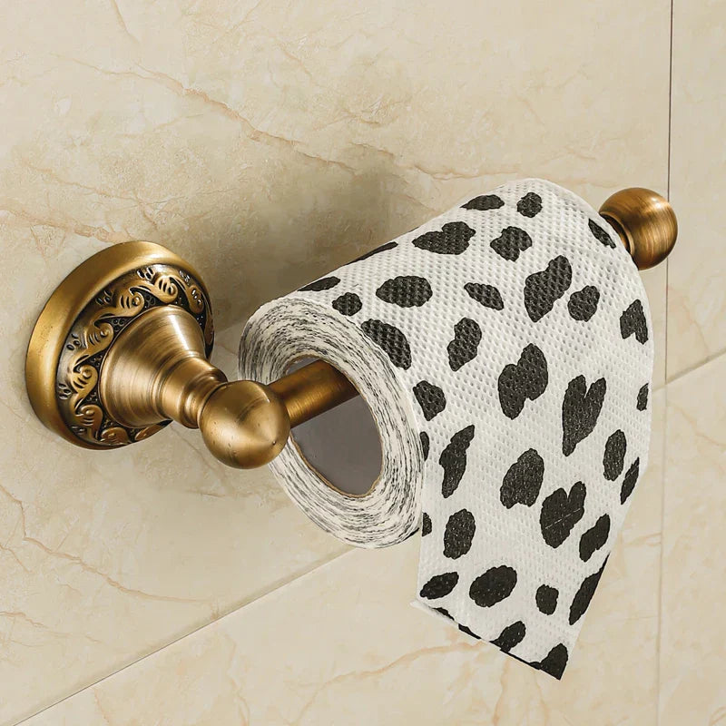 DecorBites™ Bathroom Hardware Set: Antique Brass Wall Mounted Accessories for Toilet, Towel, and Robe