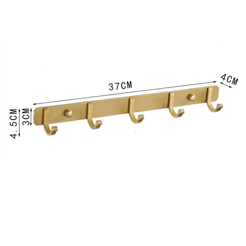 DecorBites™ Brushed Gold Aluminum Robe Hooks Set of 4 - Bathroom & Kitchen Hangers