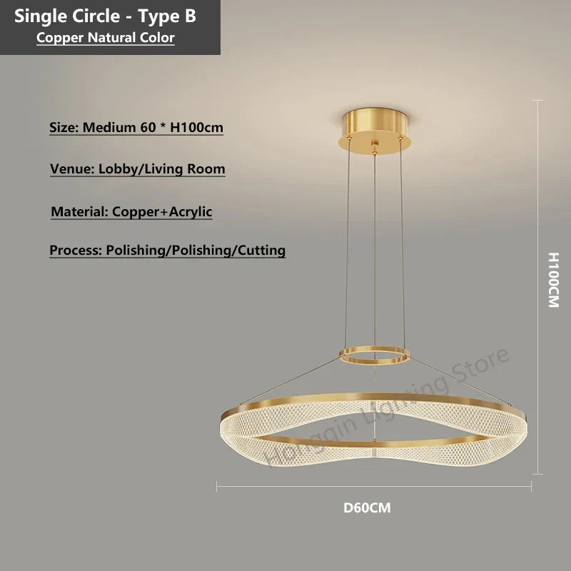 DecorBites™ Acrylic Living Room Chandelier Pendant Light Fixture_LED Hanging Lamp