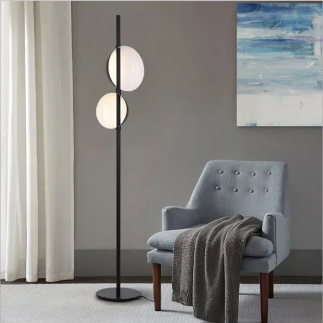 DecorBites™ Black Gold LED Floor Lamp Double Lampshade Standing Light